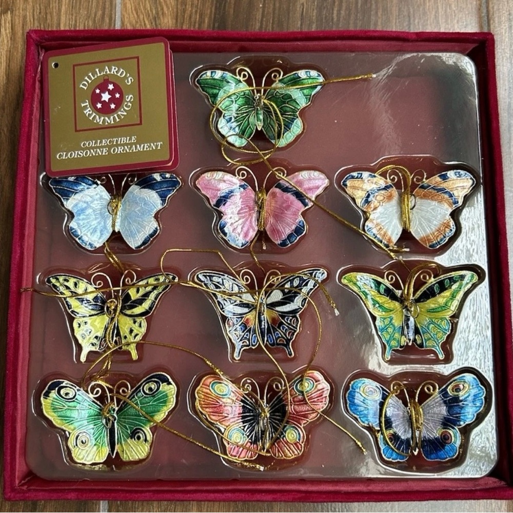 Vintage Cloisonné Butterfly Collectible Christmas Ornaments Dillards Trimmings